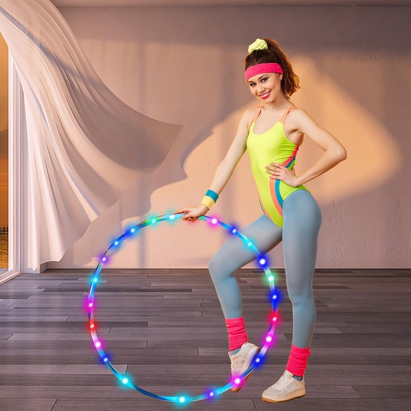 SONSA 4Pack LED Hoop Dance Exercise Light Up Hoop for Kids Adults Children, 36in24in Fitness Equipment Weight Loss Auto Color Changing Strobe Glow Light - Image 2